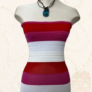 Micas Red and Pink Knit Tube Dress Women’s Medium